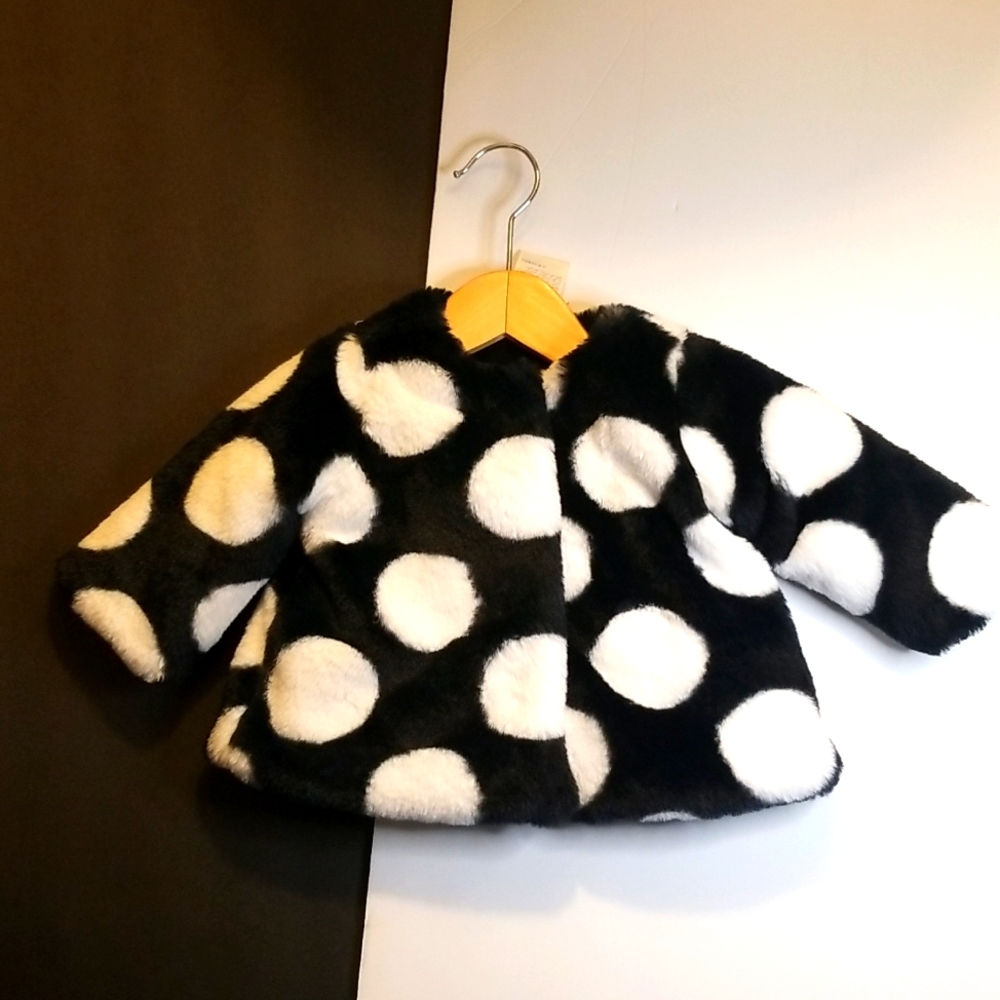 NWT - First Impressions - polka dot fur coat 3-6 months